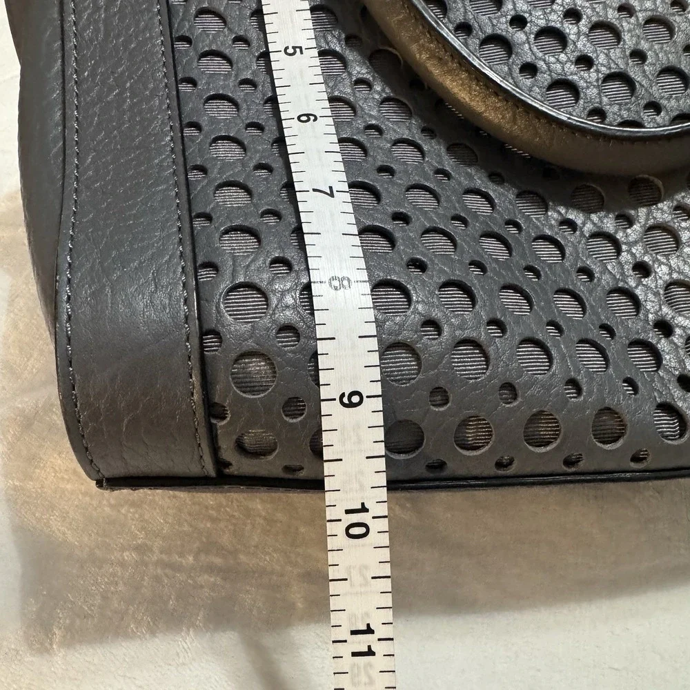 Kate Spade New York Gray Leather Satchel Crossbody Bag Perforated Purse